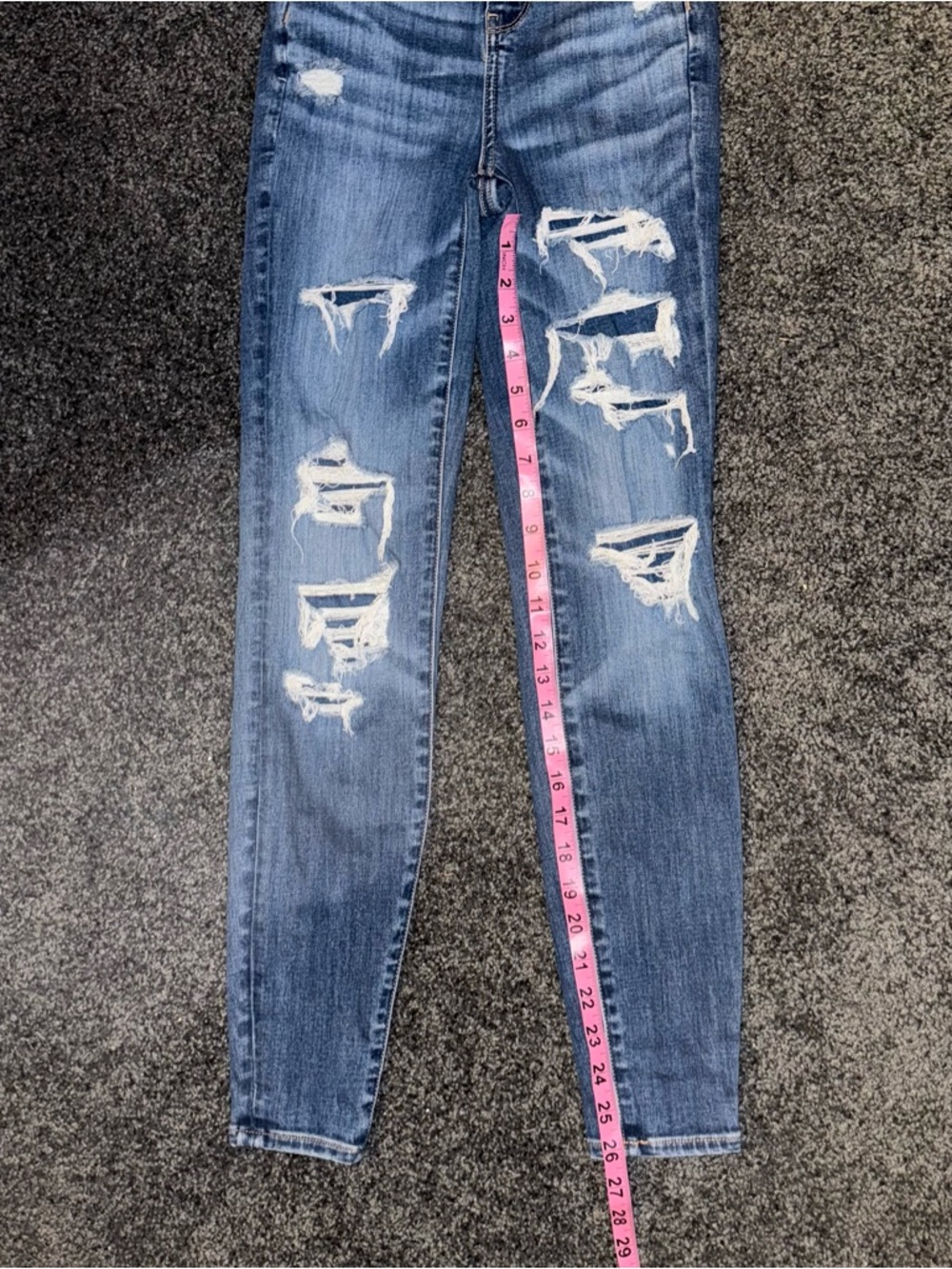American Eagle Outfitters Distressed High-Rise Skinny Blue Denim Jeans - Picture 9 of 9